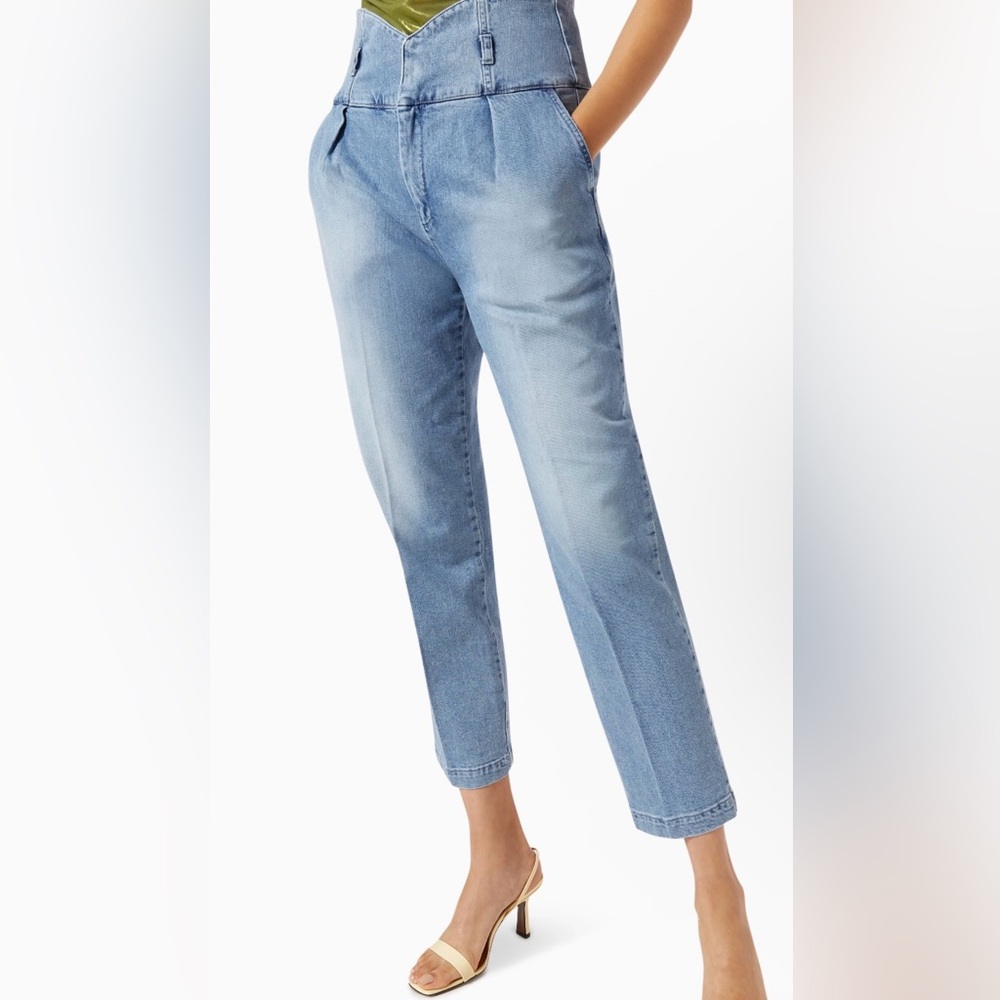 V1. New  PINKO Ariel  9
Bustier-style Chino High-Waisted Blue Jeans $290